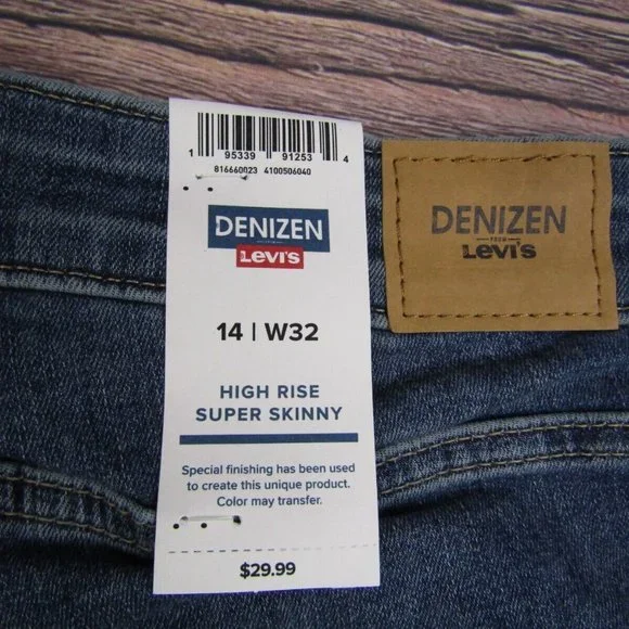 Denizen Levi's NEW NWT Womens Size 14 W32 High Rise Super Skinny Blue Denim - Picture 5 of 6
